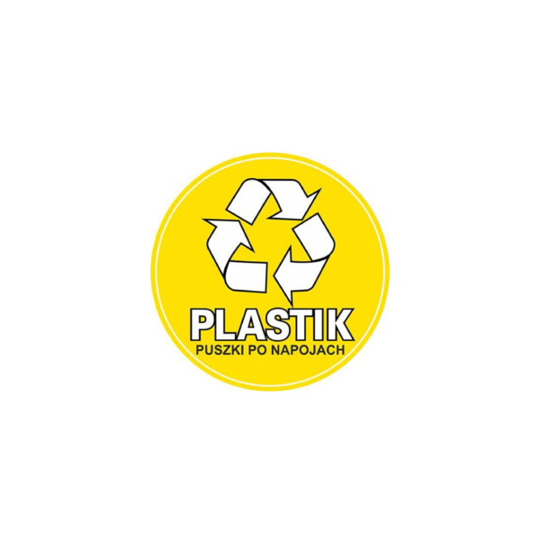 Naklejka na pojemnik na odpady z napisem Plastik